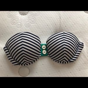 Navy and white bathing suit top